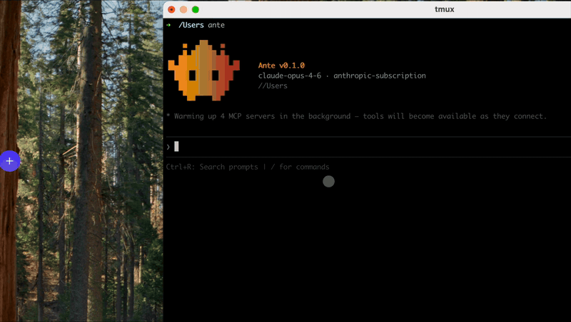 MCP server inspection and tool calls in the Ante TUI